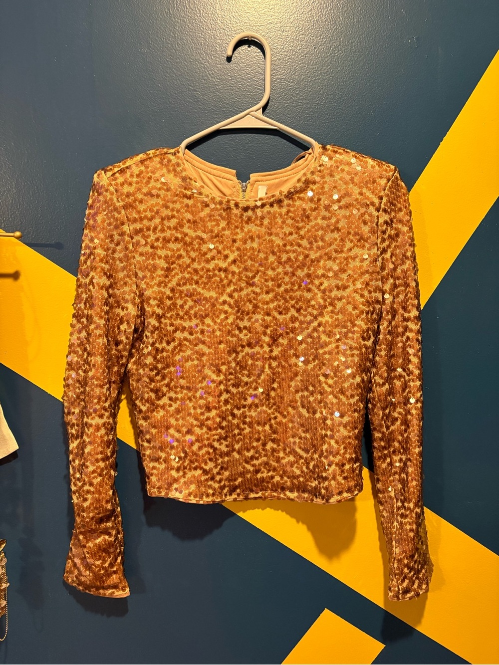 Revolve Astr the Label Nude Romina Sequin Top NWOT